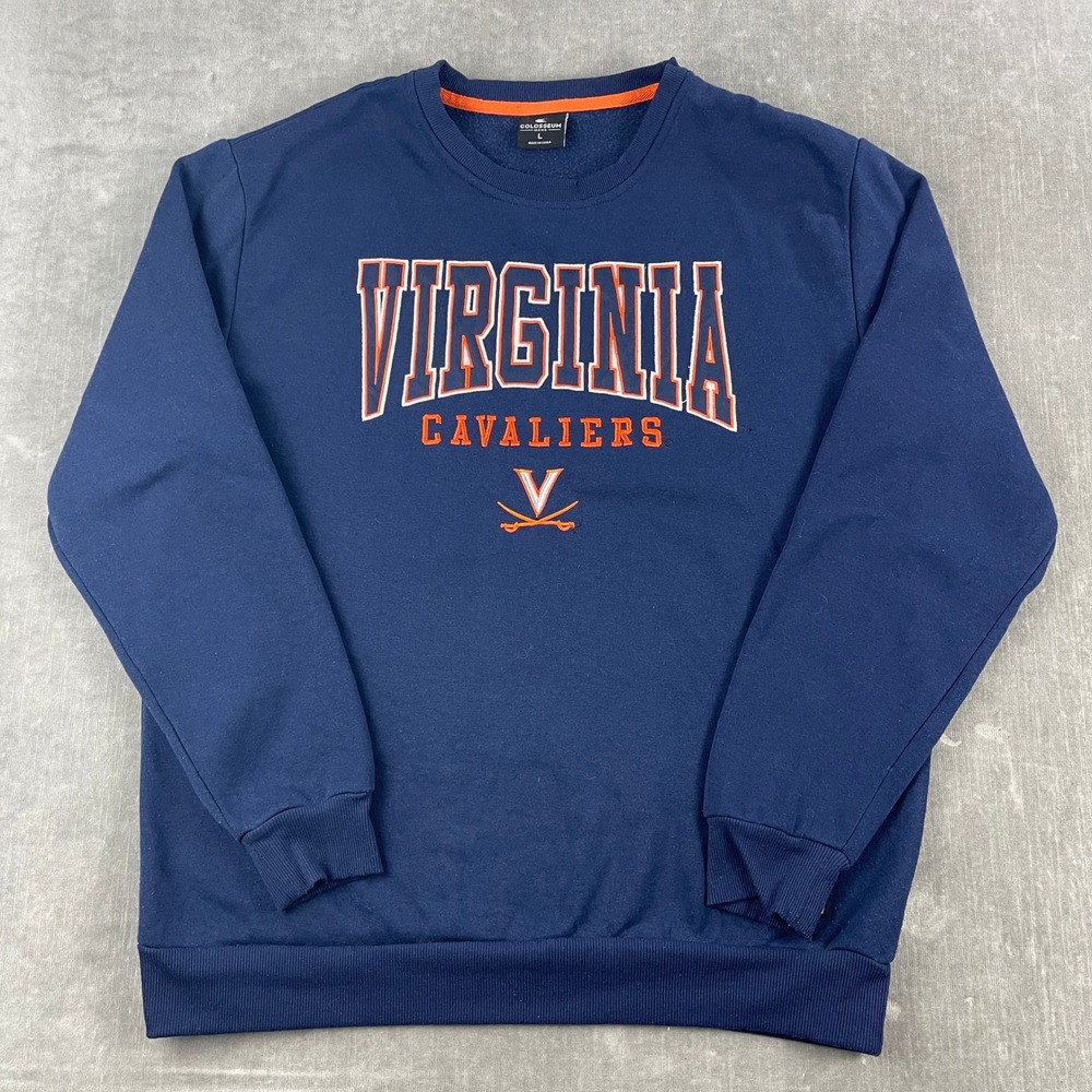 Virginia Cavaliers Colosseum Mens Large Blue Sweatshirt Embroidered Logo